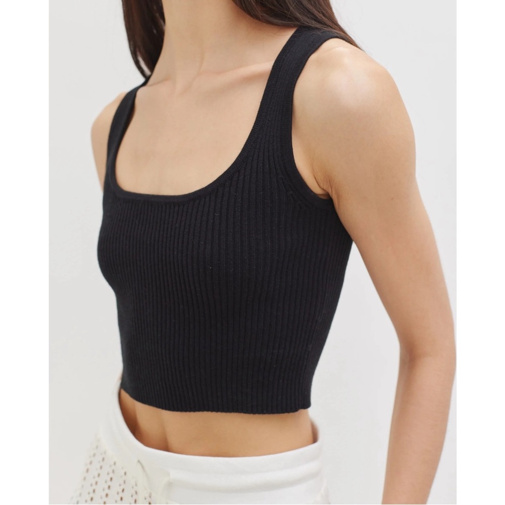 Kathryn Mccarron Bardot Perfect Fit Ribbed Knit Sleeveless Top Size XS NWT Black